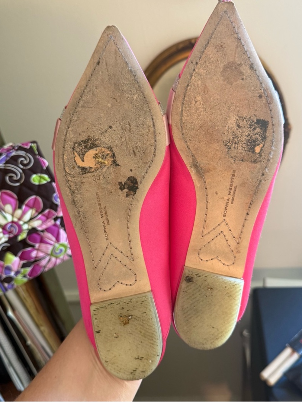 Sophia Webster Pink Satin Andie Pointed-Toe Bow Mule Slipper - Picture 6 of 9